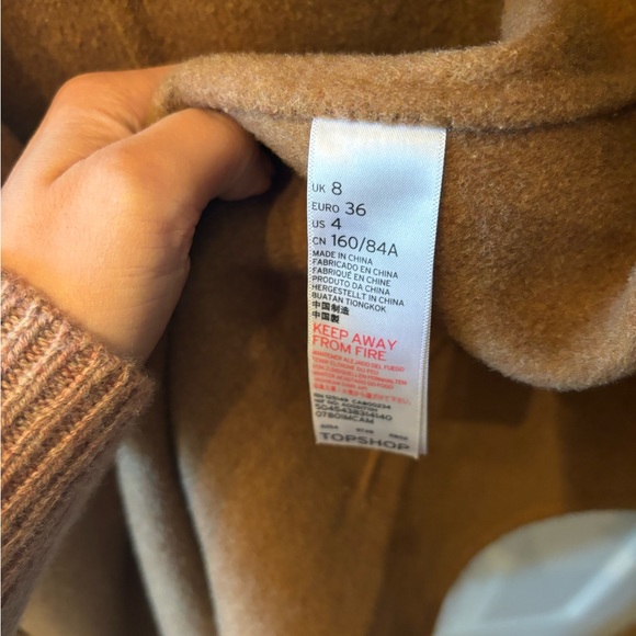 Topshop Camel Overcoat sz 4 - Picture 5 of 5